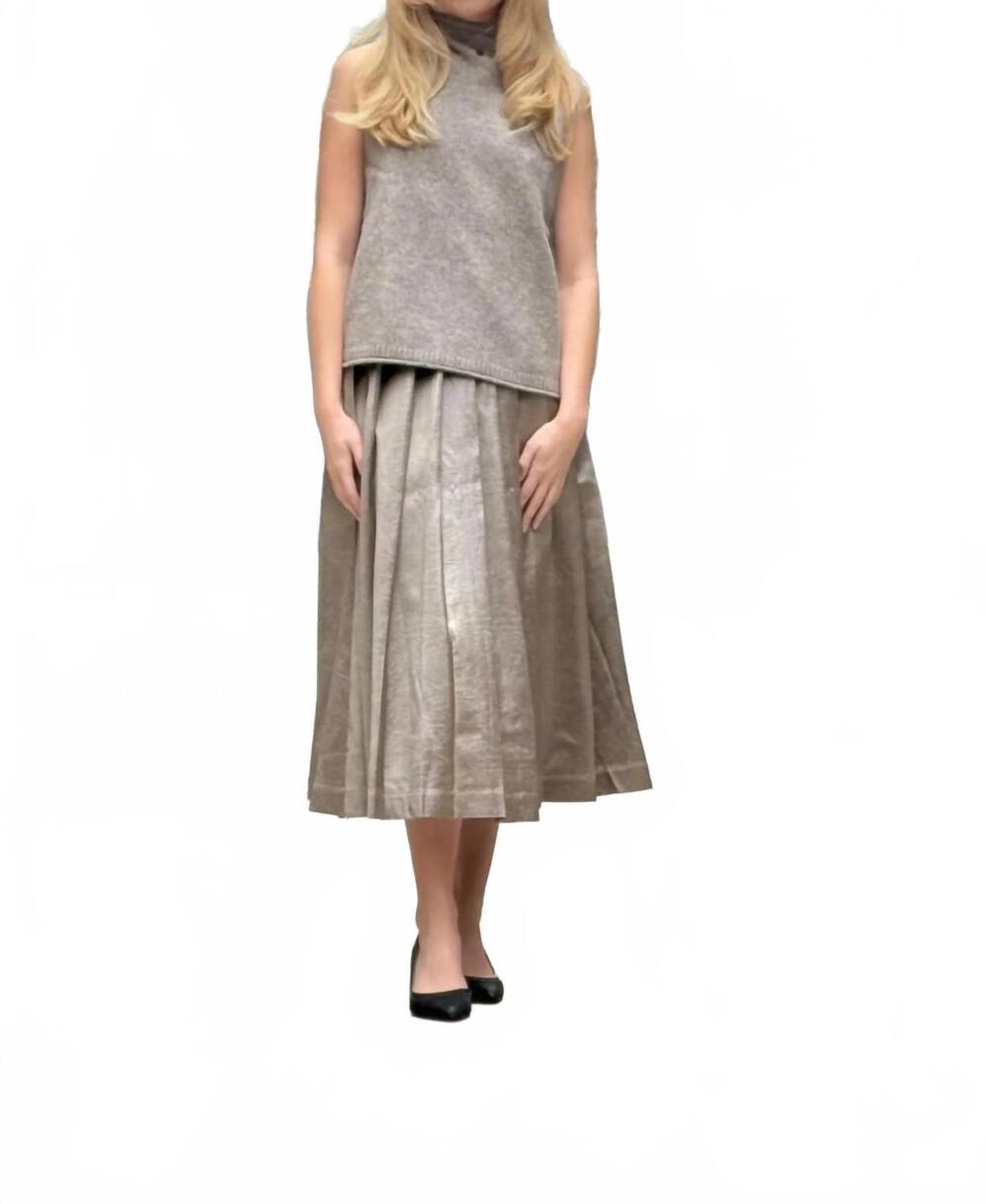 NEW ELLE GREY taylor pleated skirt in bronze